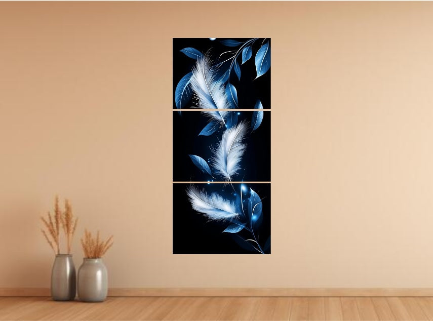 set of 3 leaf art wooden frames for wall decoration / sticky photo tiles